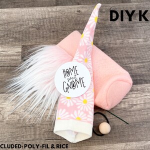 Spring Flower Gnome Choose Style No Sew DIY Kit Daisy Gnome Kit DIY Mother's Day Gnome Summer Flower Gnome Kit Baby Pink & Yellow