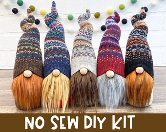 Choose a Style - Fall & Winter Sweater Gnomes -  No Sew DIY Kit - DIY Fall Gnome Kit - DIY Sweater Gnome - Knit Gnome Kits - Sweater Kit