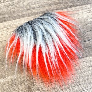 Premium Layered Frosted Gray & Red Gnome Beard - Faux Fur - Beard Hair - Handmade Gnome - Gnome Making Supplies - Patriotic Beard