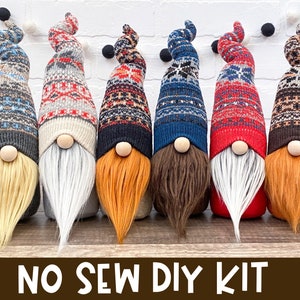 Choose a Style Fall & Winter Sweater Gnomes No Sew DIY Kit DIY Fall Gnome Kit DIY Sweater Gnome Knit Gnome Hat Coffee Gnomes image 1