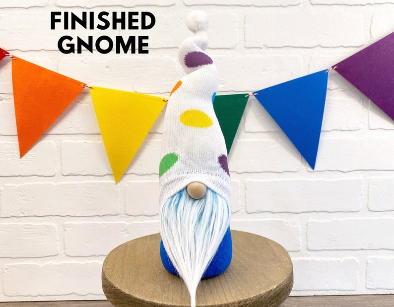 Rainbow Polka Dot Birthday Gnome No Sew DIY Kit Choose Your Style Rainbow Decor Summer Gnome Birthday Craft Kit Polka Dot Gnome image 8