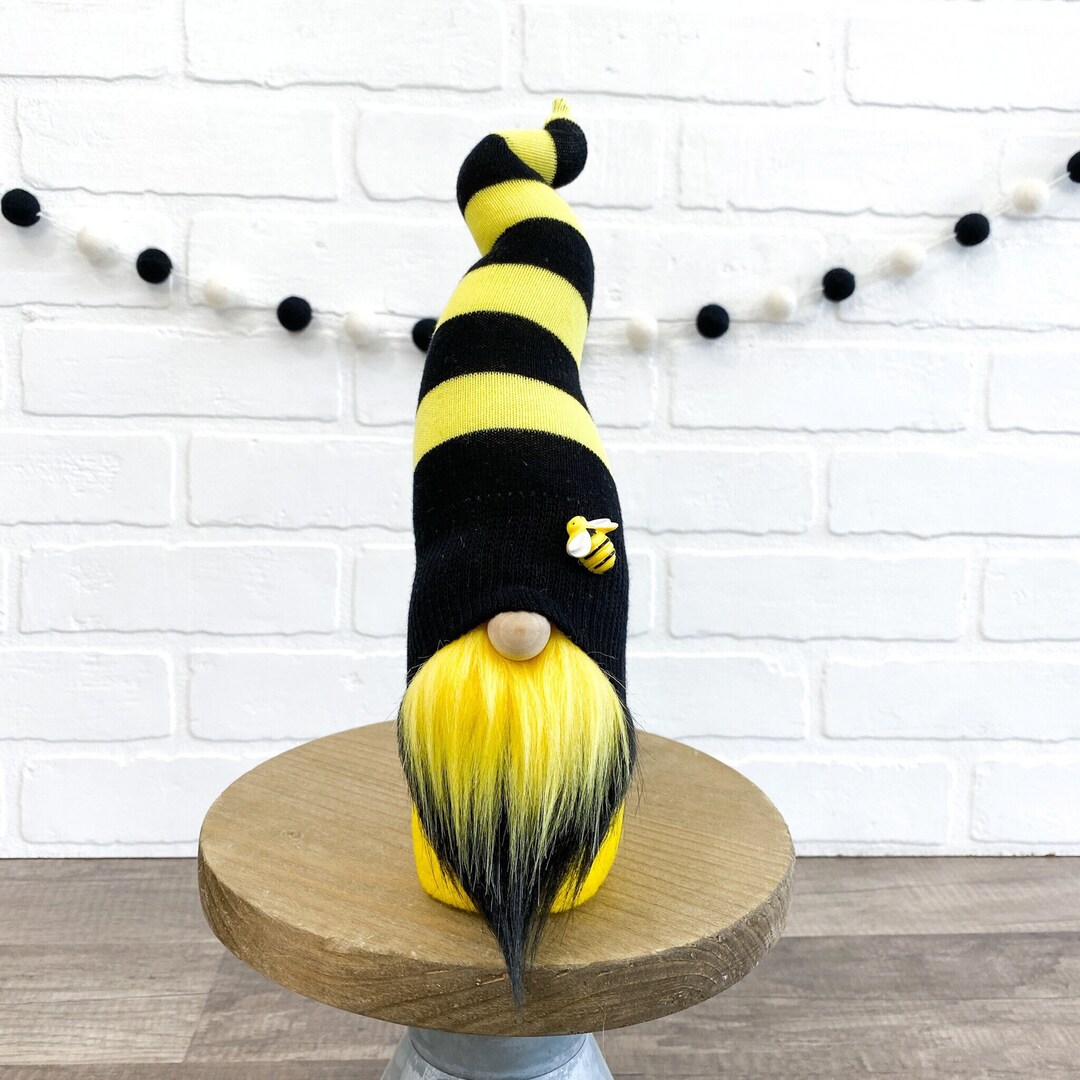 Bumble Bee Gnome Black & Yellow Striped Bee Gnome Spring Gnome Tiered ...