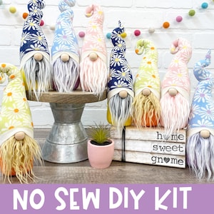 Spring Flower Gnome Choose Style No Sew DIY Kit Daisy Gnome Kit DIY Mother's Day Gnome Summer Flower Gnome Kit image 1