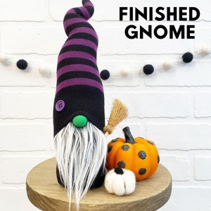 Halloween Witch No Sew Gnome Kit Black & Purple Striped Witch Gnome No Sew DIY Kit Halloween Craft Kit DIY Gnome Making Kit image 3