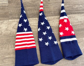 Pack of 3 - Pre-Sewn Patriotic American Flag Gnome Hats - No Sew Gnome Hat Pack - Fourth of July Gnome Hats - 4th of July Gnome Hat Pack