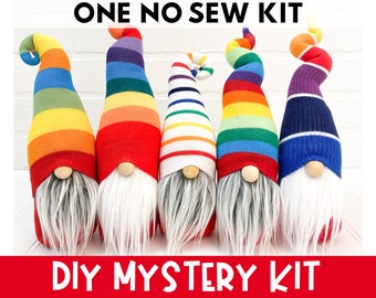 ONE Mystery Rainbow Gnome Making Kit - No Sew Kit - Mystery Gnome Kit - Rainbow Decor - DIY Gnome - Gnome Kit -  Sock Gnome Kit DIY - Pride