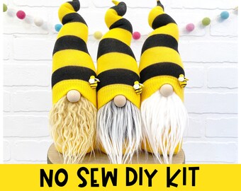 Bee Gnome - No Sew DIY Kit - Choose Your Beard - Spring Gnome Kit - Bumble Bee Gnome - DIY Gnome Kit - Bumble Bee - Bee Gnome Making Kit