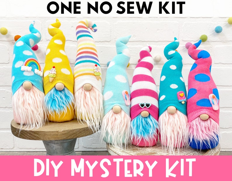 ONE Mystery Summer Gnome Making Kit No Sew Kit Mystery Gnome Kit Bright Summer Decor DIY Gnome Gnome Kit Sock Gnome Kit DIY image 1