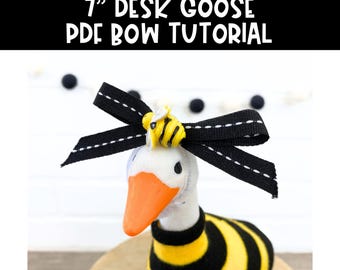 Tutorial de laço de ganso de mesa de 7" - Tutorial de amarração de laço de 3,5" - Laço de gorgorão - Acessório de traje de ganso - Laço de cabeça para fantasia