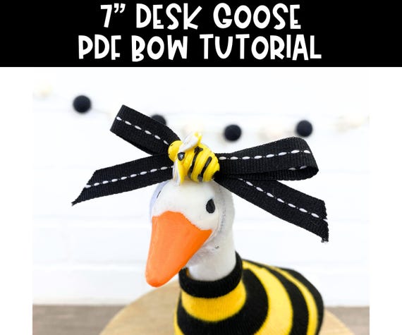7" Desk Goose Bow Tutorial - 3.5" Bow Tying Tutorial - Grosgrain Bow - Goose Outfit Accessory - Costume Dress-up Head Bow