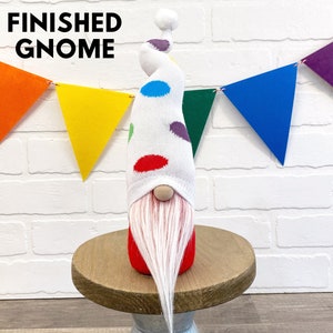 Rainbow Polka Dot Birthday Gnome No Sew DIY Kit Choose Your Style Rainbow Decor Summer Gnome Birthday Craft Kit Polka Dot Gnome image 9