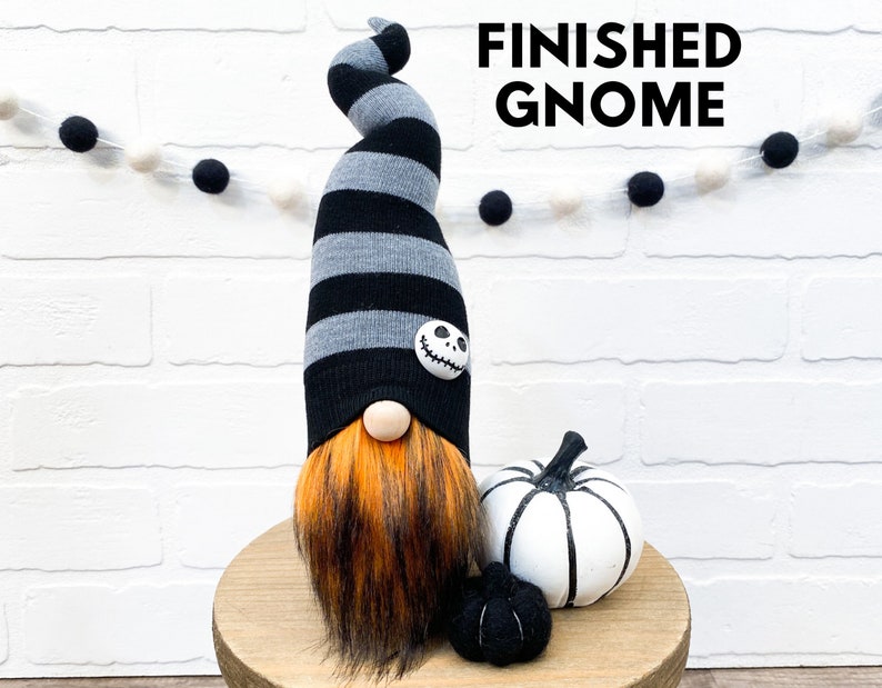 No Sew DIY Kit Halloween Gnome Skeleton Gnome Skellington Gnome Halloween Tiered Tray Halloween Decor Halloween Decorations image 7