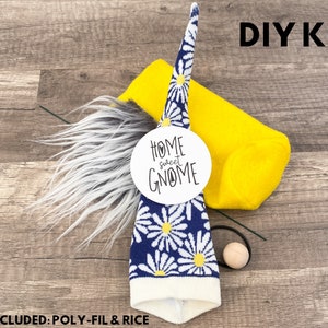 Spring Flower Gnome Choose Style No Sew DIY Kit Daisy Gnome Kit DIY Mother's Day Gnome Summer Flower Gnome Kit Navy & Yellow