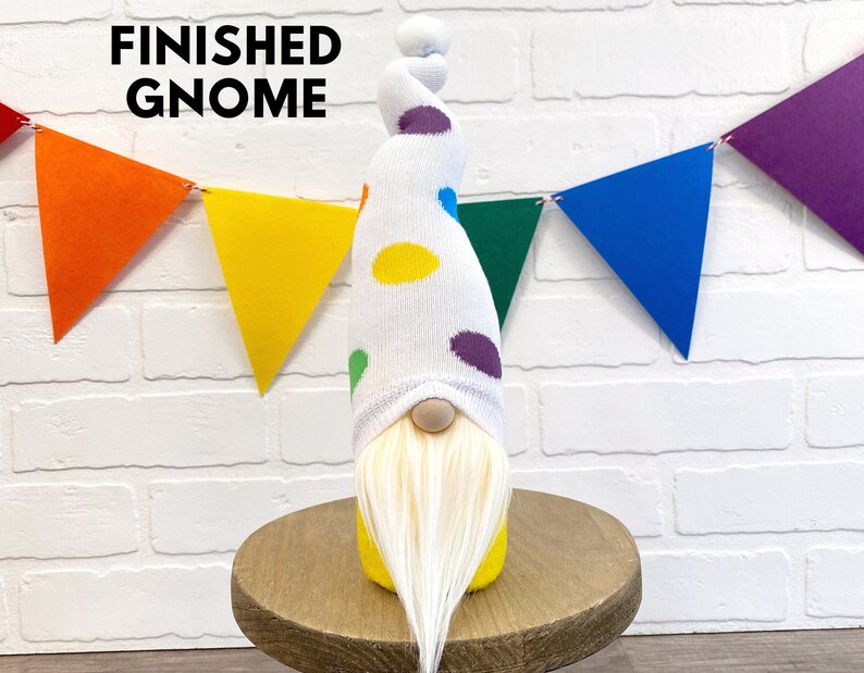 Rainbow Polka Dot Birthday Gnome No Sew DIY Kit Choose Your Style Rainbow Decor Summer Gnome Birthday Craft Kit Polka Dot Gnome image 7