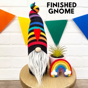 Black Rainbow Gnome No Sew DIY Kit DIY Gnome Kit Rainbow Decor Rainbow Gnome Kit Pride Gnome Decor St. Patrick's Day image 3