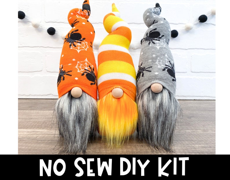 No Sew Kit Halloween Gnome Spider Gnome Candy Corn Gnome Halloween Tiered Tray Halloween Decor Halloween Decorations image 1