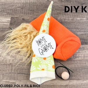 Spring Flower Gnome Choose Style No Sew DIY Kit Daisy Gnome Kit DIY Mother's Day Gnome Summer Flower Gnome Kit Green & Orange
