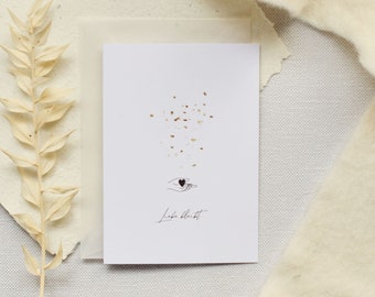 Folding card mourning card, "Love stays" with gold leaf/DIN A6/greeting card/mourning stationery