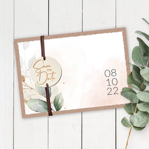 Save the Date-Karte Vintage / 2 Seiten individualisiert / Accessoires / DIN A6 / Kuvert