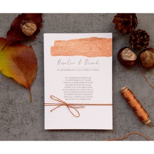 Hochzeitseinladung minimalistisch / 2 Karten individualisiert / mit Anhänger/ Kuvert