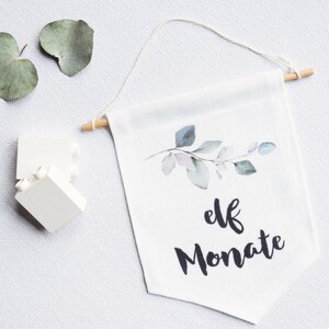 Meilensteinkarten, Fähnchen, Mini-Leinenbanner, Schwangerschaft, 1. Babyjahr,