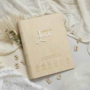 Zeugnismappe aus Holz mit Affirmationen, personalisiert mit Name + eigenem Spruch