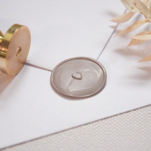 Wachssiegel "kleines Herz" , taupe/ Siegelaufkleber / 5 St. selbstklebend