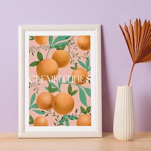 Clementines Poster, Graphic Illustration Poster Print, Digital Print, Wall Art, Wall Decor