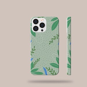 Slim iPhone case, Green Floral Design, Premium Quality, iPhone 12, 12 Pro, 12 Pro Max, 13, 13 Pro, 13 Pro Max, 13 Mini