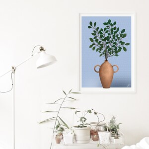Ceramic Vase Illustration, Downloadable Digital Print, Mid-Century Modern, Wall Art Decor