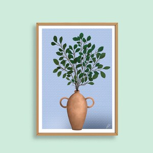 Ceramic Vase Illustration, Mid-Century Modern, Wall Art Decor