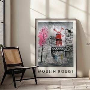 The Moulin Rouge Print, Moulin Rouge Poster, Le Moulin Rouge Pigalle, French Cancan Montmartre, Retro Paris Poster, Moulin Rouge Poster