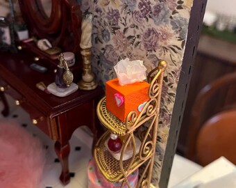 Pañuelos miniatura naranjas estilo Y2K – Accesorio de baño para casa de muñecas con forma de corazón o flor