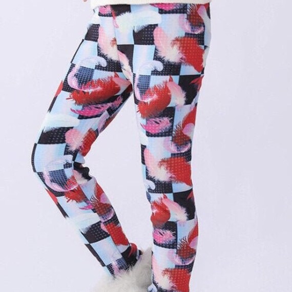 Girls Warm Leggings Winter Fleece Leggings, Kids Floral Print Leggings,  Floral Pattern Leggings, Winter School Pants -  Canada