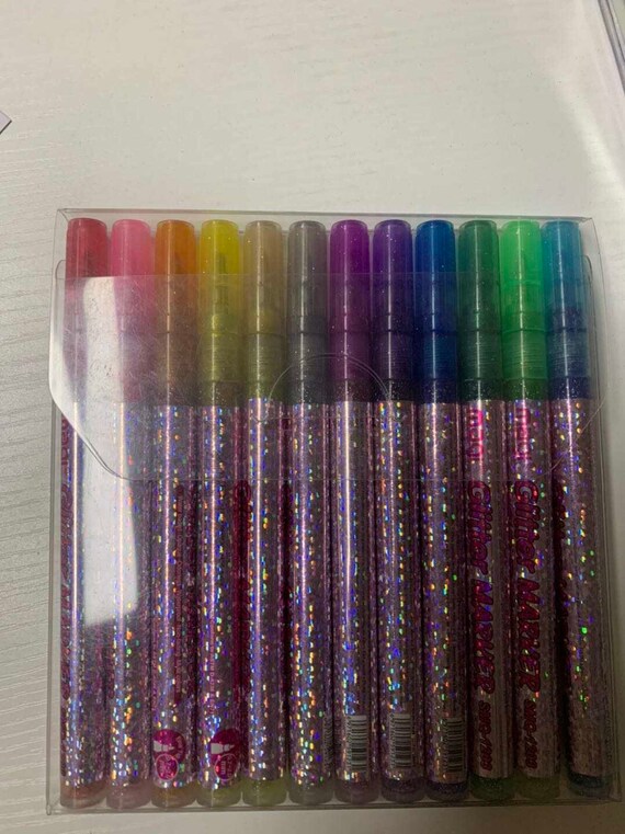 Glitter Metallic Markers Set of 12 Permanent Glitter Marker Pens for DIY  Arts, Crafts, and Greeting Cards 