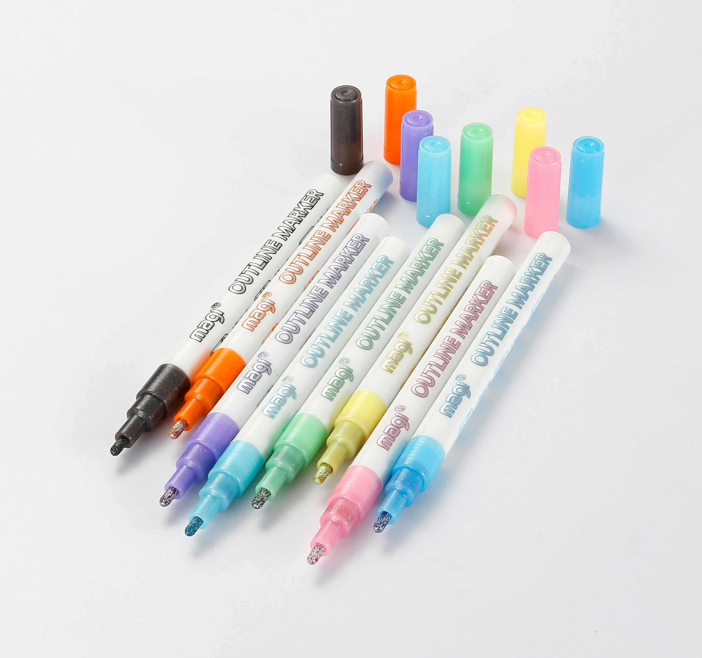 Outline Markers Pens- 24 Color Doodle Dazzles Shimmer Marker Set, Metallic