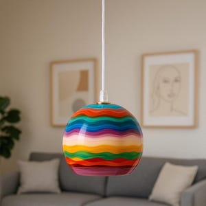 Modern Pendant Orb Kitchen Lighting - Multi Color Handmade Ceiling Light Fixture Opaque Colors