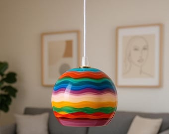Modern Pendant Orb Kitchen Lighting - Multi Color Handmade Ceiling Light Fixture Opaque Colors