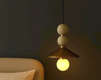 Brass Pendant Light With Gemstone Marble, Kitchen Island Chandelier Lighting