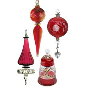 Conjunto de 4 enfeites de vidro egípcios de Natal - enfeites de cores personalizadas - enfeites de árvore de vidro feitos à mão - enfeites de presente de Natal - Natal