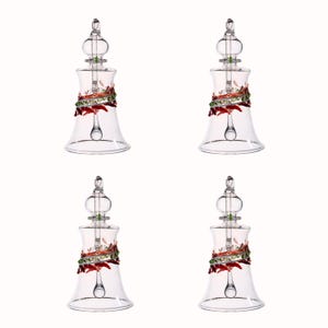 conjunto de 4 ou 8 ou 12 sinos de enfeites de vidro de Natal com cores personalizadas e enfeites de vidro de cartão personalizados formato bi com cristal