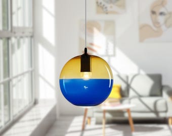Nowoczesna szklana lampa wisząca: dwukolorowe oświetlenie sufitowe w kształcie kuli