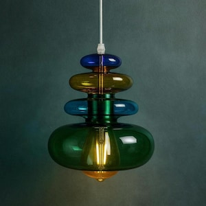 Oslo Glass Pendant Light: Modern Handmade Hanging Fixture
