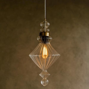 Handgefertigte Glasgeblasene Pendelleuchte: Industrial Chic Home Beleuchtung