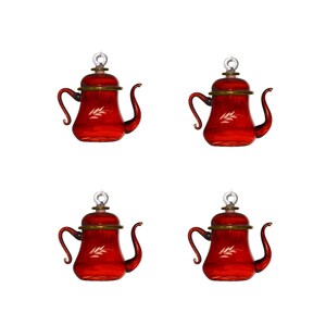 conjunto de 4 ou 8 ou 12 enfeites de vidro para amantes de bule de chá de Natal com cores personalizadas e cartão personalizado para presente especial e anúncio de enfeites gravados