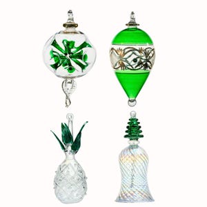 set van 4 Egyptische glazen kerstversieringen met aangepaste kleuren en gepersonaliseerde glazen ornamenten voor thuisdecoratie
