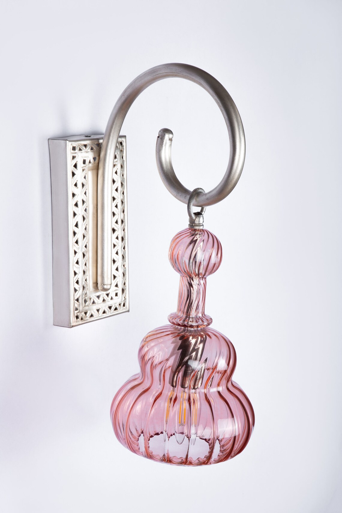Custom Pink Colored Glass Blown Glass Sconce for Wall sconce Etsy