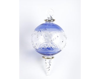 Christmas Blue Glass ornament - Egyptian Glass valentine's day - Christmas and Wedding - Christmas Tree Glass Ornament - Handmade Gift