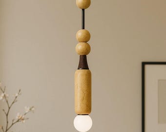 Handmade Brass & Marble Pendant Light - Modern Amulet Lamp