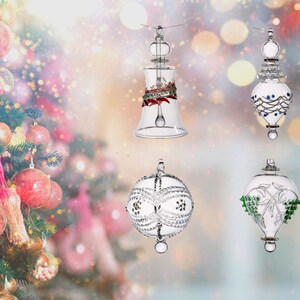 lot de 4 décorations de Noël égyptiennes en verre avec des couleurs personnalisées et des décorations en verre personnalisées en forme de carte pour la décoration de la maison